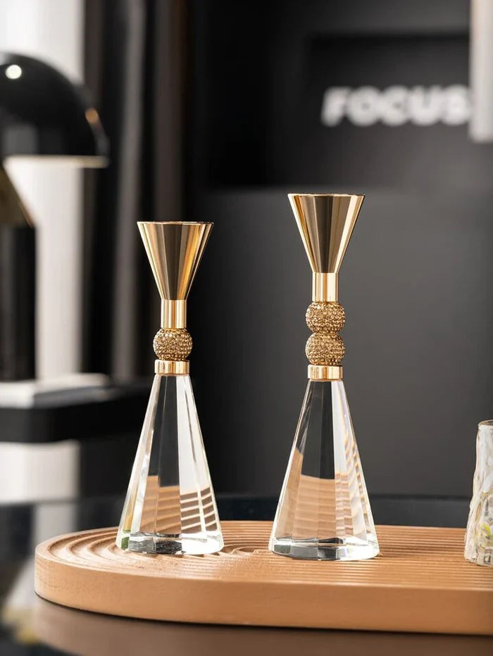 Metal Crystal Bottom Candlestick Dining Table Living Room Decoration (Set Of 2) Metal Crystal Bottom Candlestick Dining Table Living Room Decoration (Set Of 2)