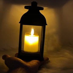 Hazel Lantern with Flameless Candle