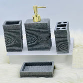 Cross Check” Grey Bath Accessories (Set Of 4)