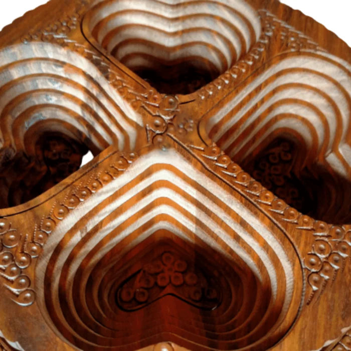 Wooden Fold-able Dry Fruit Basket (4 compartments) Wooden Fold-able Dry Fruit Basket (4 compartments)