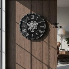 Antique Finish Round Clock With Bold Numerals