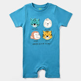 INFANT BOYS COTTON INTERLOCK KNITTED ROMPER ANIMAL-BLUE