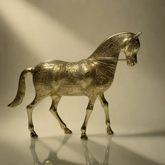 Beautiful Gold Brass Horse Sculpture
