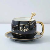 Black Nordic Style Coffee Cup With Saucer