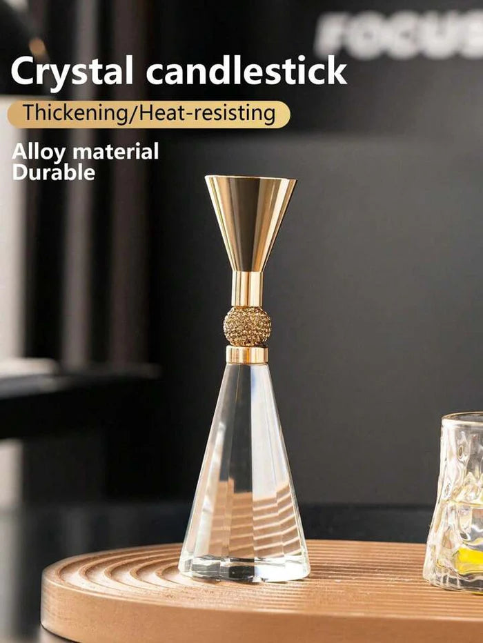 Metal Crystal Bottom Candlestick Dining Table Living Room Decoration (Set Of 2) Metal Crystal Bottom Candlestick Dining Table Living Room Decoration (Set Of 2)