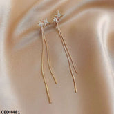CEDH481 SGC Star With Chain Drop Earrings - CEDH