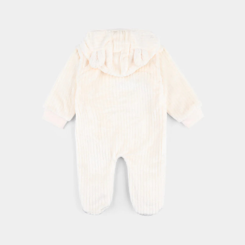 INFANT UNISEX MIX FABRIC ROMPER-CREAM INFANT UNISEX MIX FABRIC ROMPER-CREAM