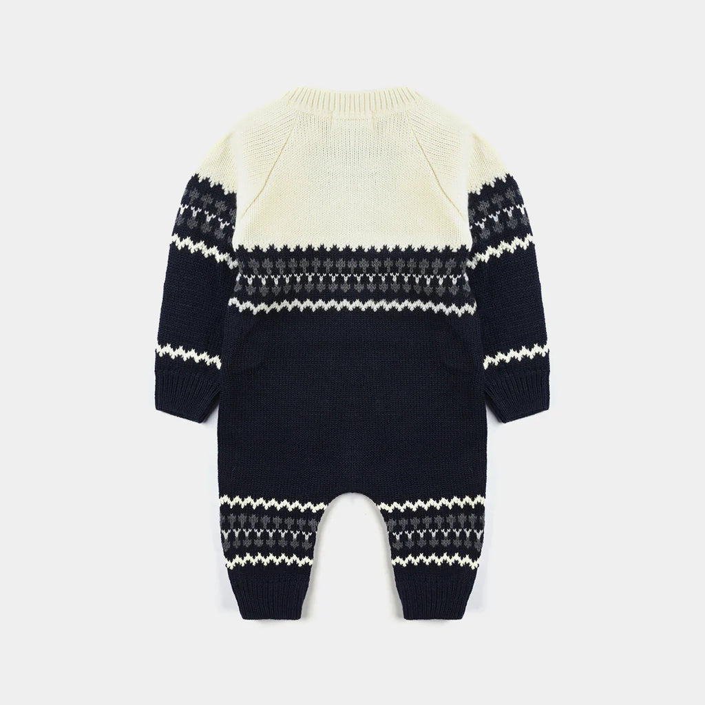 INFANT BOYS SWEATER KNIT ROMPER W/CAP AMULET-NAVY-OFF WHITE INFANT BOYS SWEATER KNIT ROMPER W/CAP AMULET-NAVY-OFF WHITE