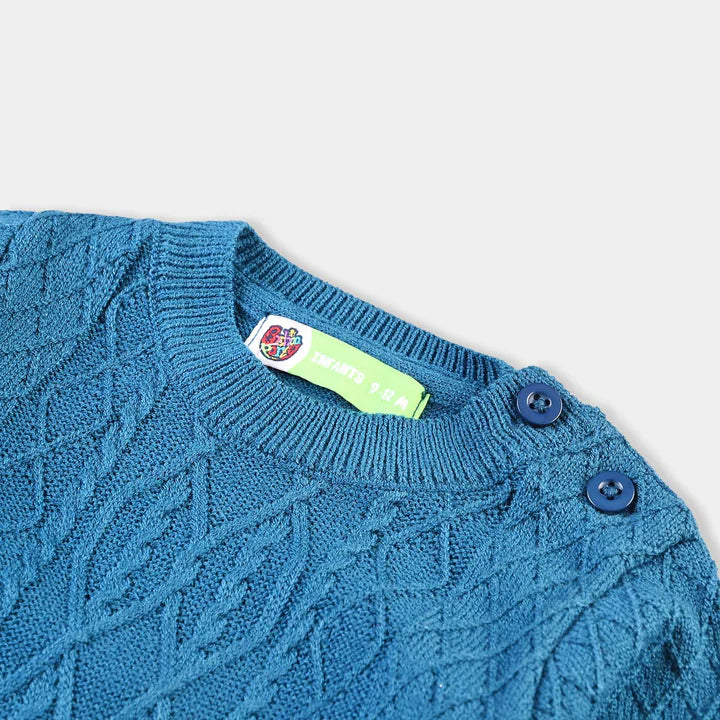 INFANT BOYS SWEATER KNIT ROMPER CLOVER-TEAL INFANT BOYS SWEATER KNIT ROMPER CLOVER-TEAL