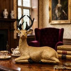 Deer Figurine With Gold Antlers