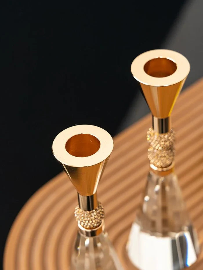 Metal Crystal Bottom Candlestick Dining Table Living Room Decoration (Set Of 2) Metal Crystal Bottom Candlestick Dining Table Living Room Decoration (Set Of 2)