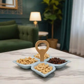 Elegant Quad Snacks Server With Wooden Handle