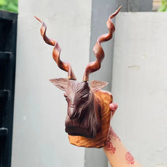 Handcrafted Solid Sheesham Wood Markhor Wall Decor
