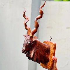 Handcrafted Solid Sheesham Wood Markhor Wall Decor