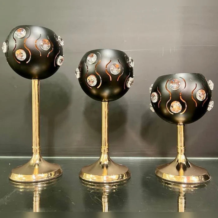 Exclusive Matt Black Candle Stand (Set Of 3) Exclusive Matt Black Candle Stand (Set Of 3)