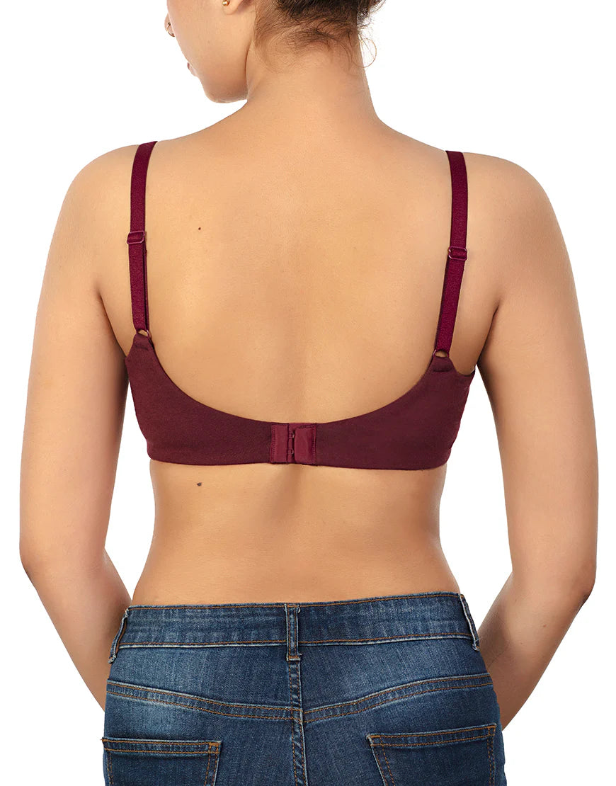SIDE SMOOTHING BIO WASHED ANTI BACTERIAL COTTON WIRELESS T-SHIRT BRA-MAROON SIDE SMOOTHING BIO WASHED ANTI BACTERIAL COTTON WIRELESS T-SHIRT BRA-MAROON