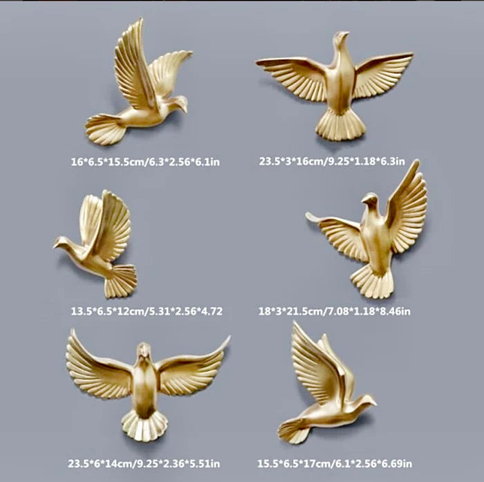 Birds 3D Wall Hanging 6 Piece Sculpture Birds 3D Wall Hanging 6 Piece Sculpture