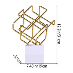 Metal Geometric Knot Statue With Crystal Base Decoration