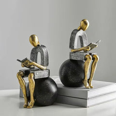 Modern Decorative Abstract Reading Figure Bookend (2 Pcs)