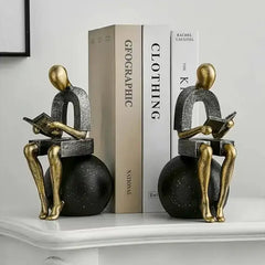 Modern Decorative Abstract Reading Figure Bookend (2 Pcs)