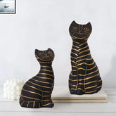 Noir Feline Grace Sculptures (2 Pcs)