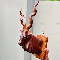 Handcrafted Solid Sheesham Wood Markhor Wall Decor