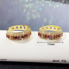 TEHH341 CSH Multi Stone Ear Hoops Pair -CEHH
