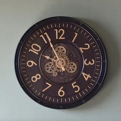 Vintage Styled Wall Clock With Moving Gears