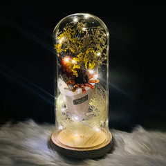 Wireless LED String Light Glass Dome With Flower