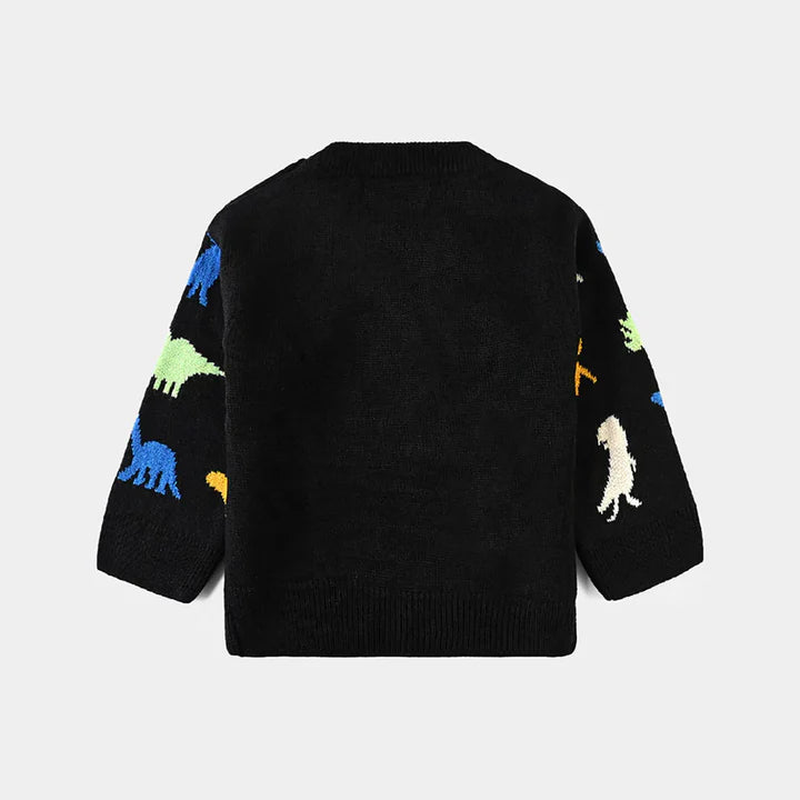 INFANT BOYS ACRYLIC SWEATER DINO FRIENDS-BLACK INFANT BOYS ACRYLIC SWEATER DINO FRIENDS-BLACK