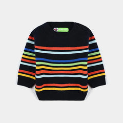 INFANT BOYS ACRYLIC SWEATER ROMAN STRIPES-BLACK
