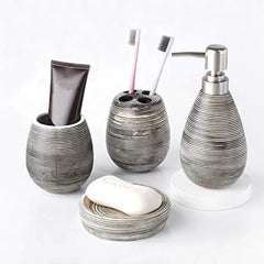 Black Textured Bathroom Set (4 Pcs)