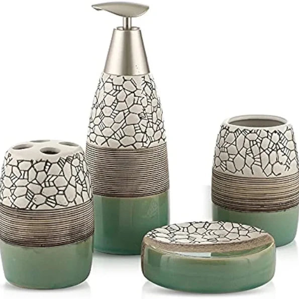 Triple Shaded Ceramic Bathroom Set (4 Pcs) Triple Shaded Ceramic Bathroom Set (4 Pcs)