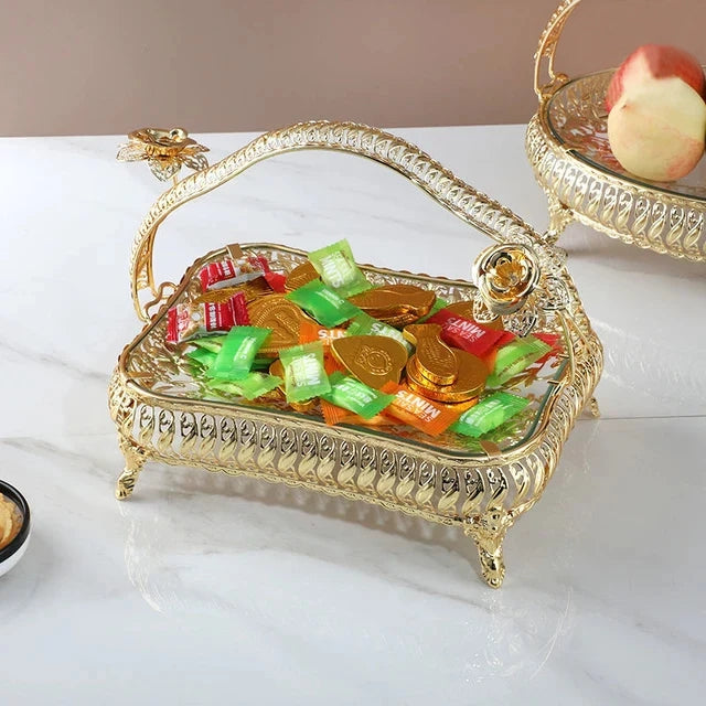 Storage Bowl Toughened Metal Glass Decor Storage Bowl Toughened Metal Glass Decor