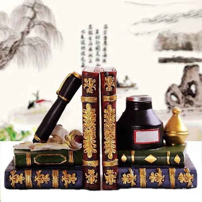 Pen and Ink Bottle with Oil Lamp Bookend Pen and Ink Bottle with Oil Lamp Bookend