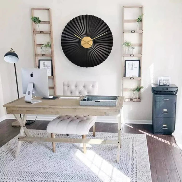 Black and Golden Metal Wall Clock Black and Golden Metal Wall Clock