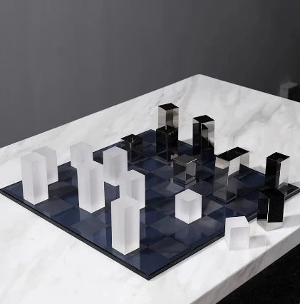 Modern Glass Chess Table Modern Glass Chess Table