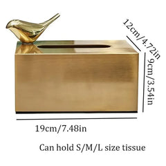 Luxury Gold Sparrow Tissue Box