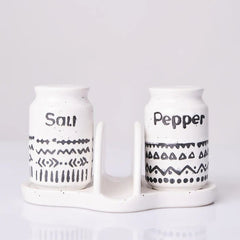 Ceramic Salt Pepper Container Set With Tray