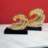 Ceramic Golden Black Flower Table Showpiece