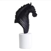 Abstract Striped Horse Head Mascot Animal Sculpture