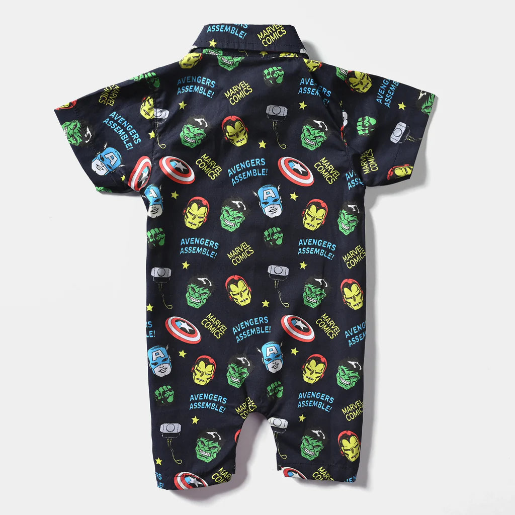 INFANT BOYS COTTON ROMPER-BLACK INFANT BOYS COTTON ROMPER-BLACK