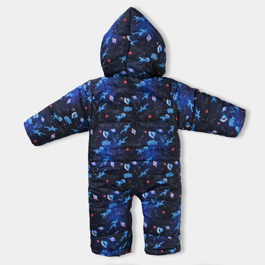 INFANT BOYS TAFFETA PUFFER ROMPER DINO IN SPACE-NAVY BLUE INFANT BOYS TAFFETA PUFFER ROMPER DINO IN SPACE-NAVY BLUE