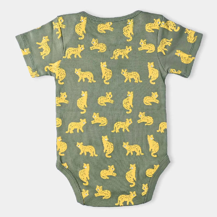 INFANT UNISEX COTTON INTERLOCK ROMPER TIGER-C.OLIVE INFANT UNISEX COTTON INTERLOCK ROMPER TIGER-C.OLIVE