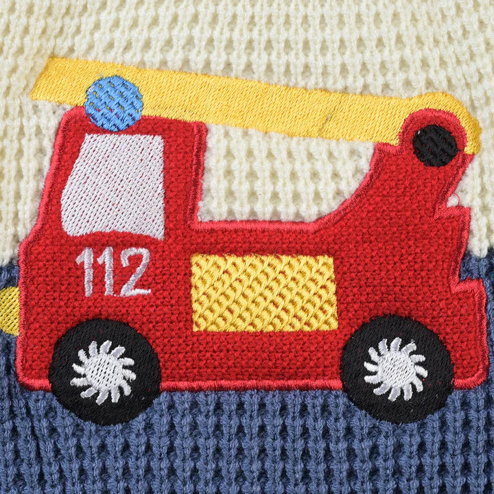 INFANT BOYS ACRYLIC SWEATER FIRE VAN-MULTI INFANT BOYS ACRYLIC SWEATER FIRE VAN-MULTI