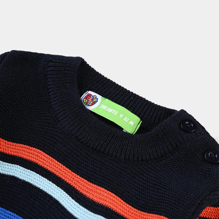 INFANT BOYS ACRYLIC SWEATER ROMAN STRIPES-BLACK INFANT BOYS ACRYLIC SWEATER ROMAN STRIPES-BLACK