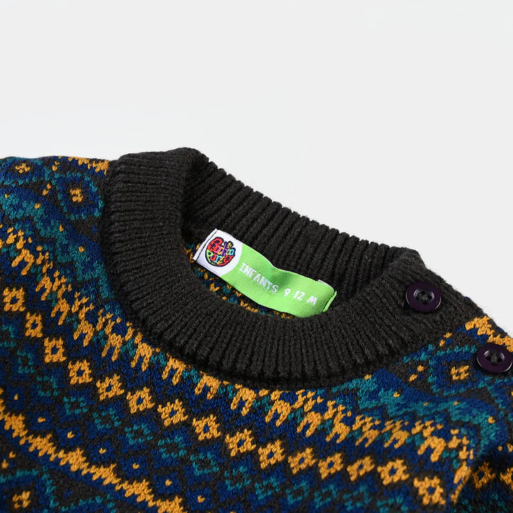 INFANT BOYS ACRYLIC SWEATER RIBBON-CHARCOAL INFANT BOYS ACRYLIC SWEATER RIBBON-CHARCOAL