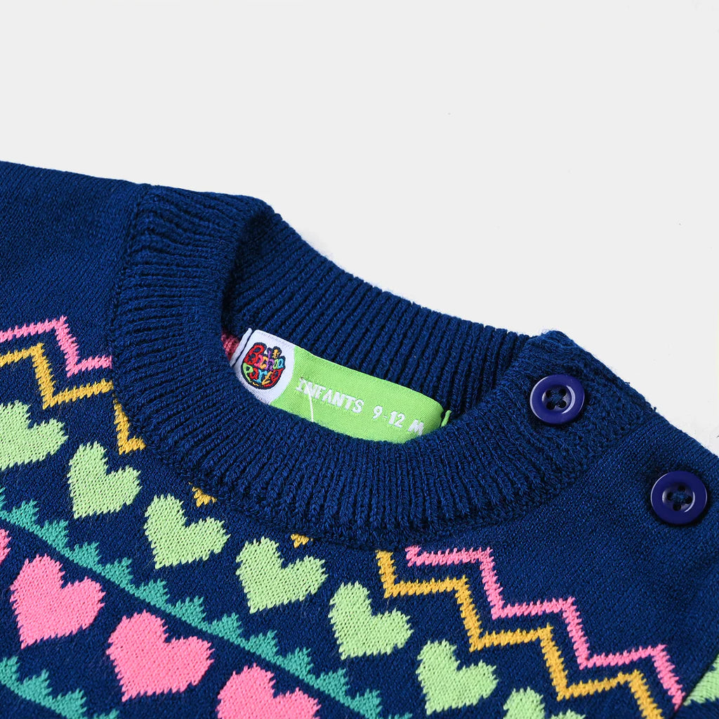 INFANT GIRLS ACRYLIC SWEATER JACQUARD HEART-BRI.BLUE INFANT GIRLS ACRYLIC SWEATER JACQUARD HEART-BRI.BLUE