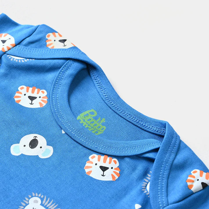 INFANT UNISEX COTTON INTERLOCK ROMPER TIGER & KOALA-BRILL BLUE INFANT UNISEX COTTON INTERLOCK ROMPER TIGER & KOALA-BRILL BLUE
