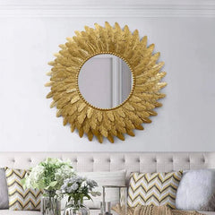 Exclusive Metal Leaf Mirror Wall Decor